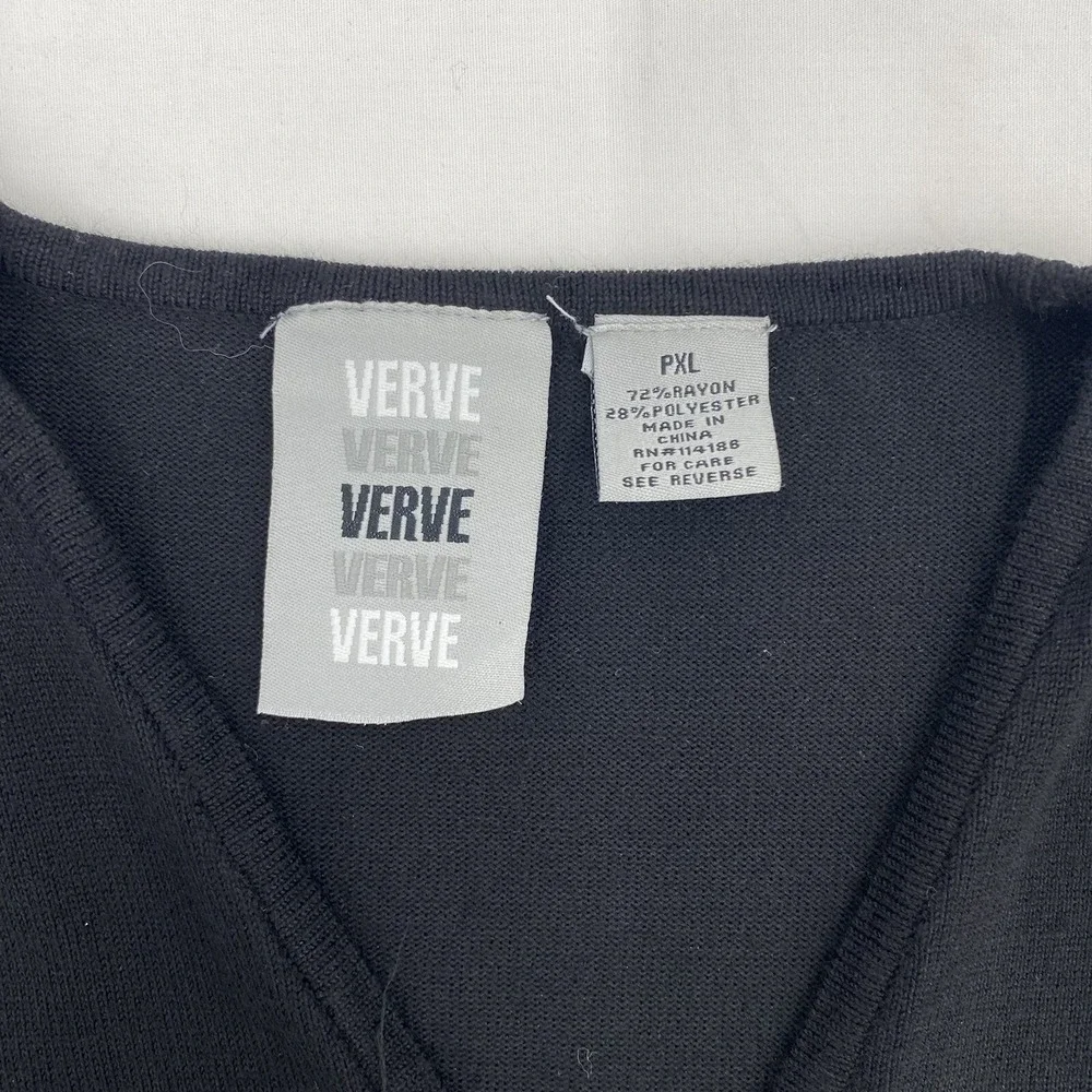 VERVE XL Black Wrap Style Knit Top Shirt Draped Dolman Sleeve Ring Detail Casual